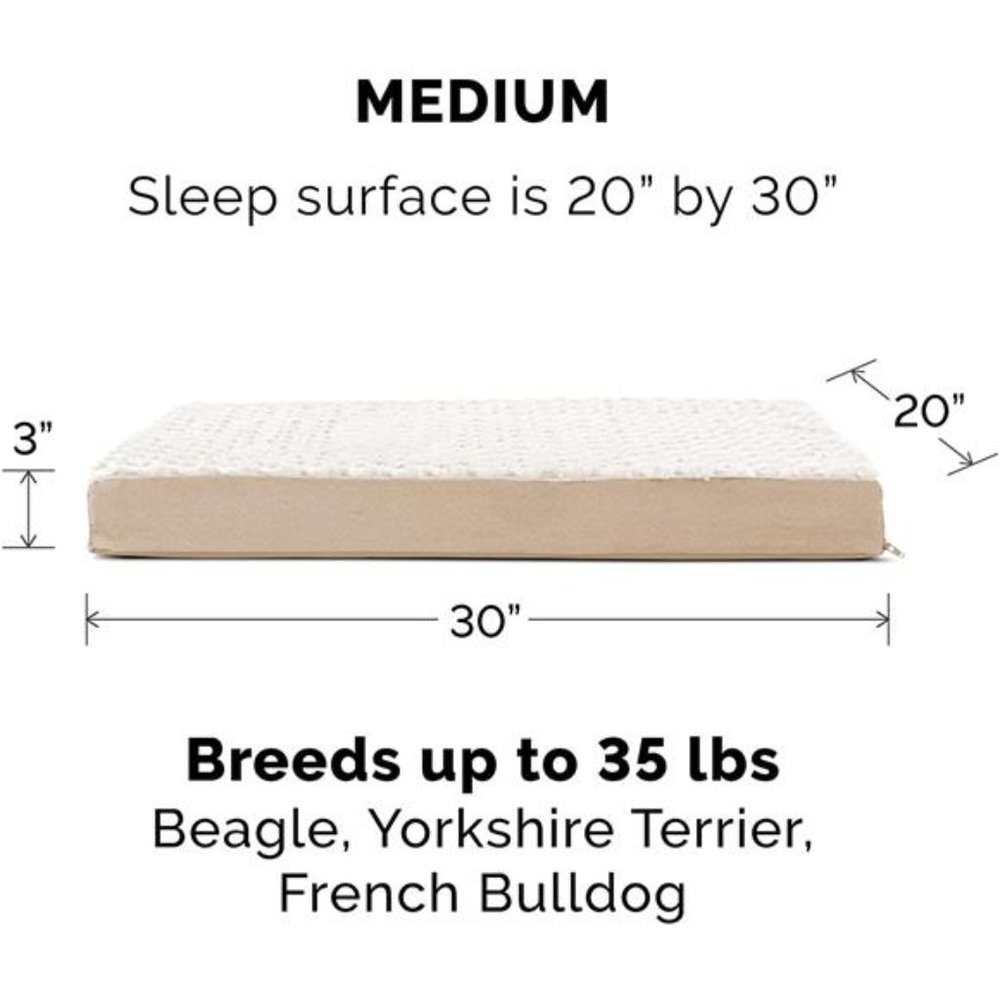 Deluxe Orthopedic Ultra Plush Mattress Pet Bed for Dogs & Cats, Cream, Medium